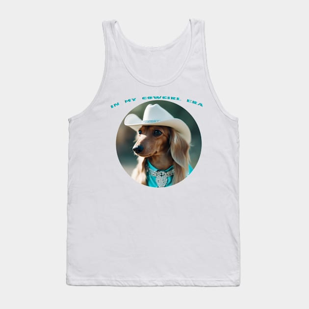 IN MY COWGIRL ERA - Long Hair Cream Dachshund Tank Top by Long-N-Short-Shop